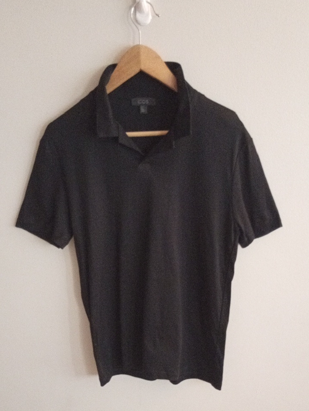 COS 100% Cotton Black Short-Sleeve Polo Shirt Size Small
